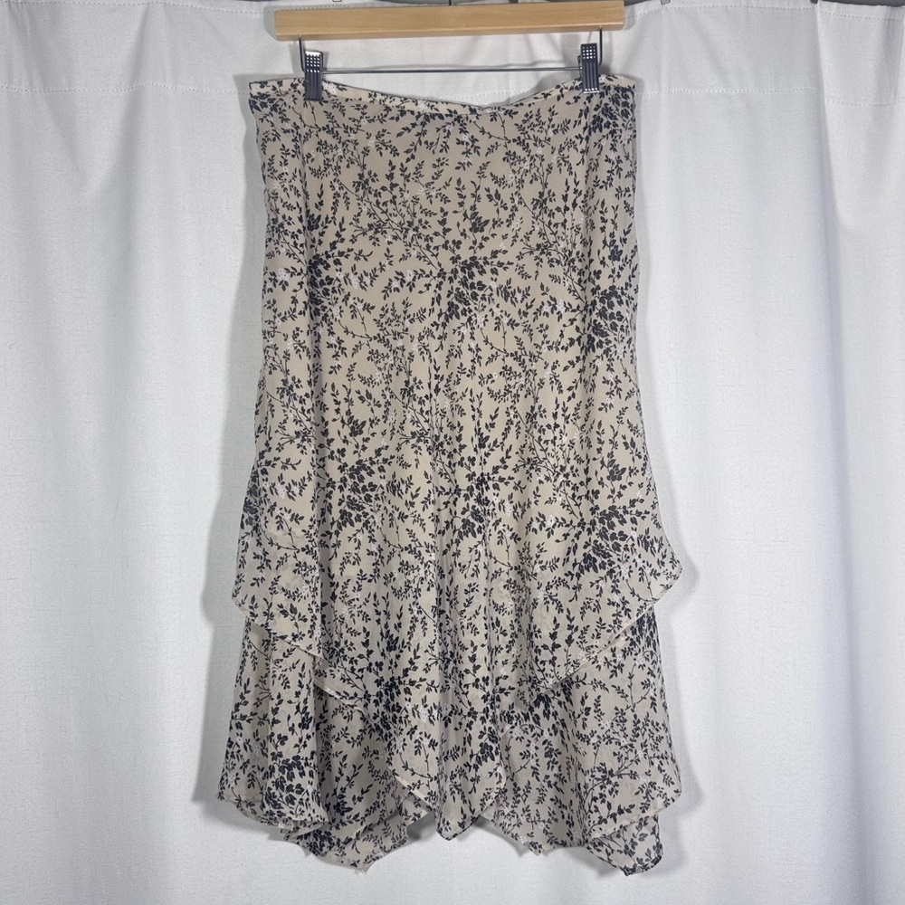 Vintage-Style Evan Picone Floral Print Ruffle Skirt